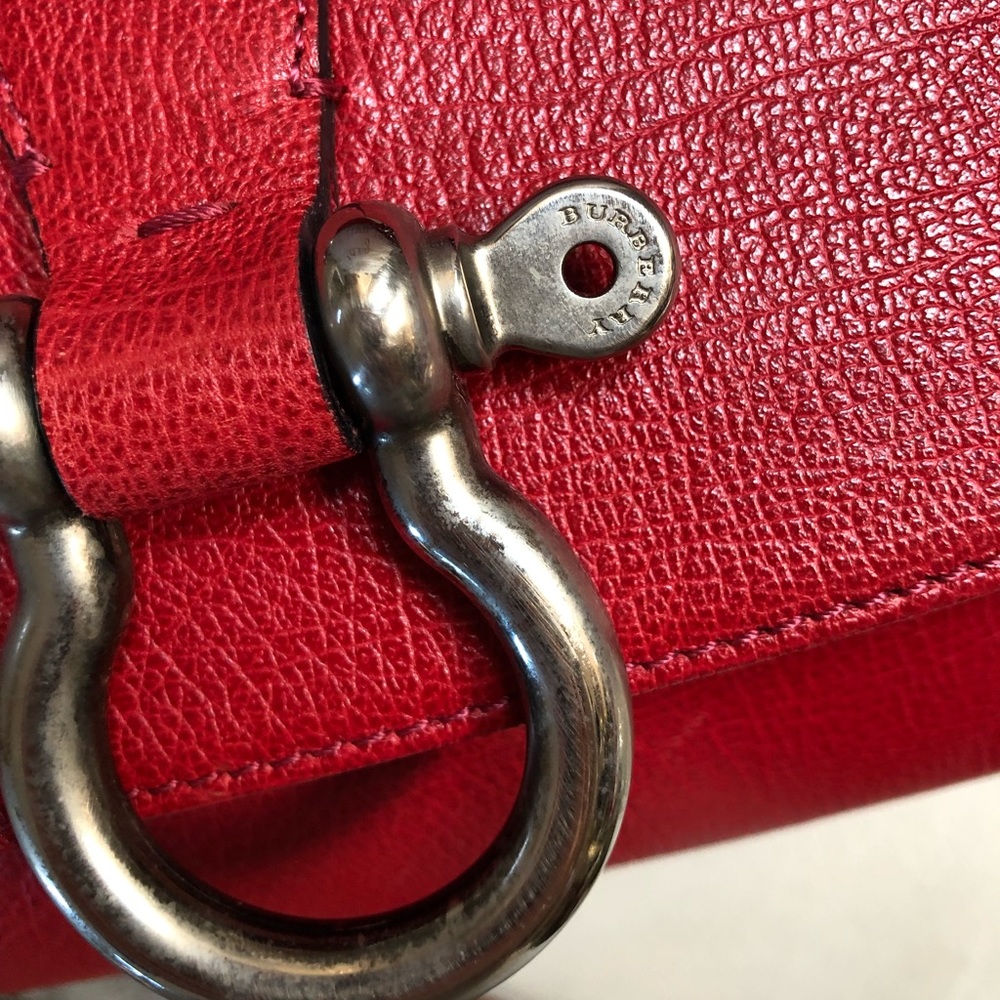 Vintage auth Burberry London red bag - Picture 3 of 8